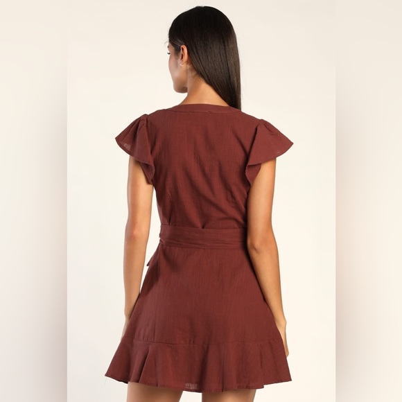 Lulu’s Daytime Dreamer Brown Button-Up Mini Dress rust brown. Medium (large) - Picture 2 of 8